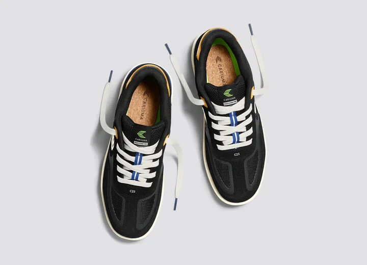Skategoat C25 PRO Black Suede and Mesh Ivory Logo Yellow Sneaker Men - Image 6