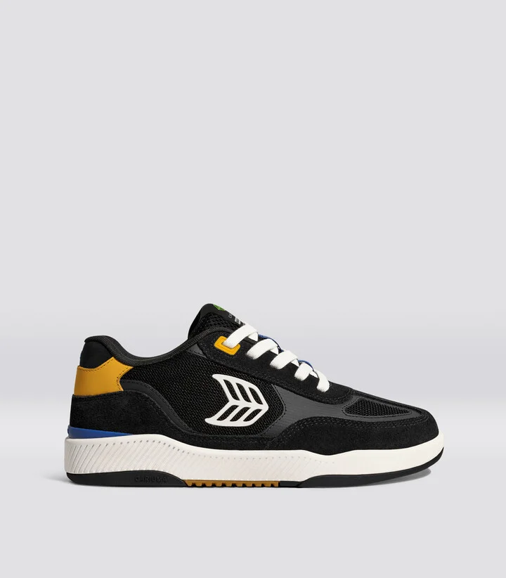 Skategoat C25 PRO Black Suede and Mesh Ivory Logo Yellow Sneaker Men