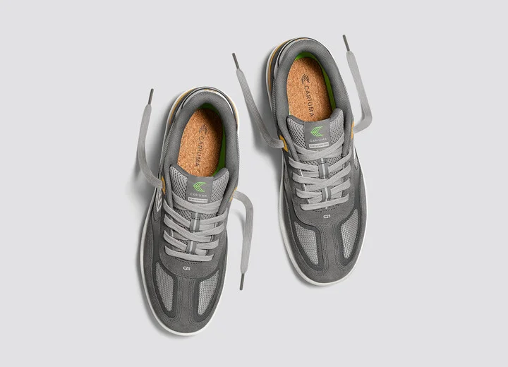 Skategoat C25 PRO Charcoal Grey Suede Light Grey Mesh Ice Logo Yellow Sneaker Men - Image 6