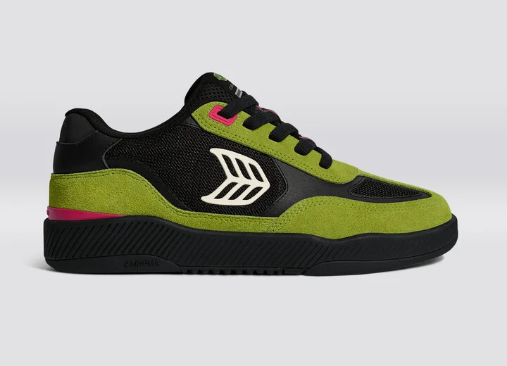 Skategoat C25 PRO Lime Green Suede Black Mesh Ivory Logo Pink Sneaker Men - Image 3