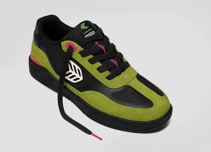 Skategoat C25 PRO Lime Green Suede Black Mesh Ivory Logo Pink Sneaker Men - Image 4