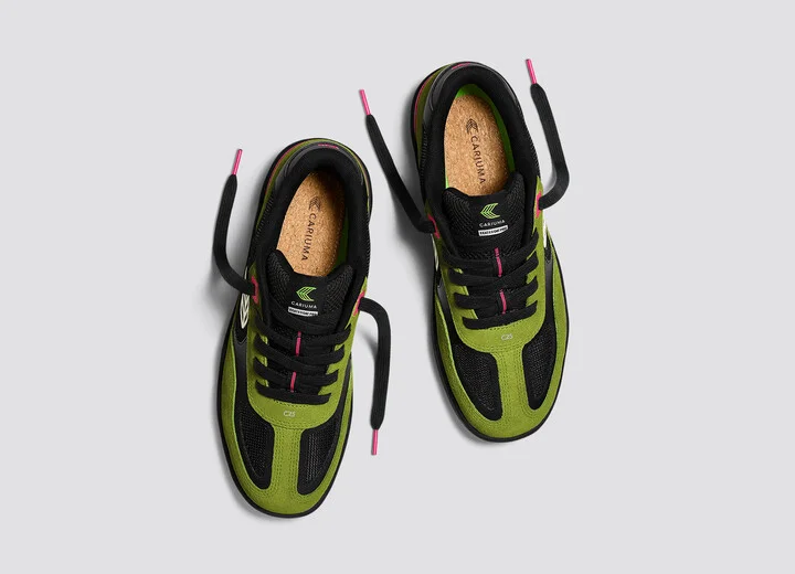 Skategoat C25 PRO Lime Green Suede Black Mesh Ivory Logo Pink Sneaker Men - Image 6