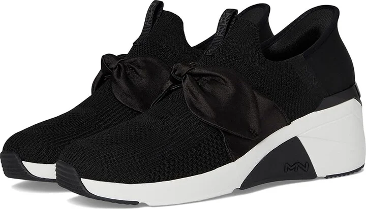 SKECHERS A Wedge - Enzie Hands-Free Slip-Ins Women's Shoes Black/White : 9 B - Medium, Canvas