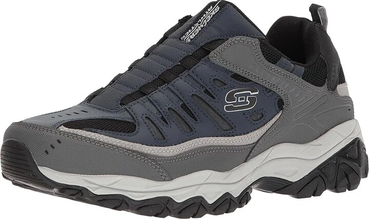 SKECHERS After Burn M. Fit Men's Shoes Navy/Gray : 7 D - Medium, Leather/Nubuck/Synthetic - Image 2