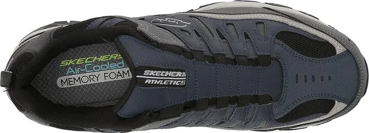 SKECHERS After Burn M. Fit Men's Shoes Navy/Gray : 7 D - Medium, Leather/Nubuck/Synthetic - Image 3