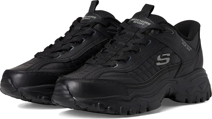 SKECHERS Afterburn E'Lite Grill Corporal Hands Free Slip-In Men's Shoes Black/Black : 6.5 D - Medium, Leather