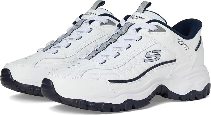 SKECHERS Afterburn E'Lite Grill Corporal Hands Free Slip-In Men's Shoes White/Navy : 8 D - Medium, Leather