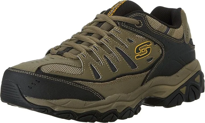 SKECHERS Afterburn M. Fit Men's Lace up casual Shoes Pebble/Black/Pebble : 6.5 D - Medium, Leather/Synthetic - Image 2
