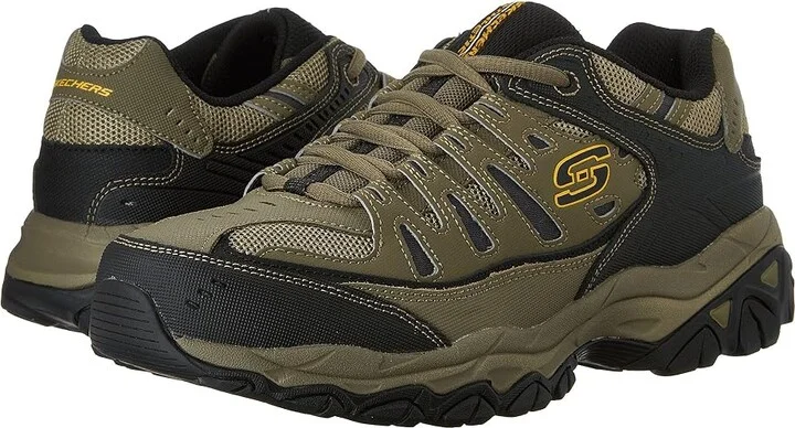 SKECHERS Afterburn M. Fit Men's Lace up casual Shoes Pebble/Black/Pebble : 6.5 D - Medium, Leather/Synthetic