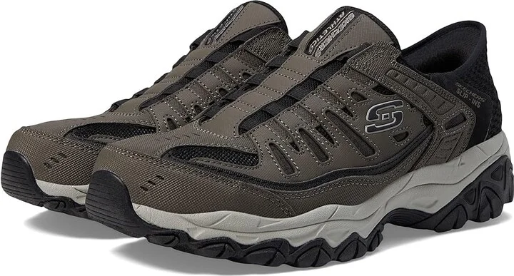 SKECHERS Afterburn M. Fit Ridgeburn Hands Free Slip-Ins Men's Shoes Brown : 7 D - Medium, Leather/Textile