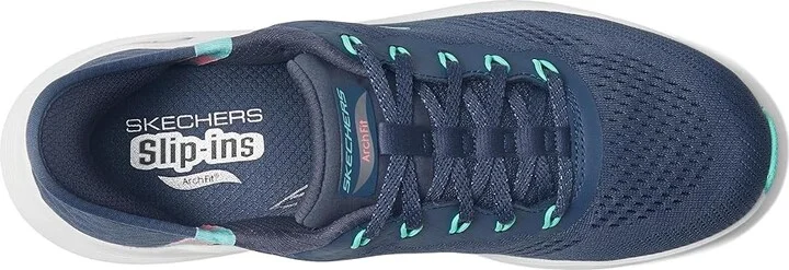 SKECHERS Arch Fit 2.0 Easy Chic Hands Free Slip-Ins Women's Shoes Navy Turquoise : 9.5 B - Medium, Textile - Image 2