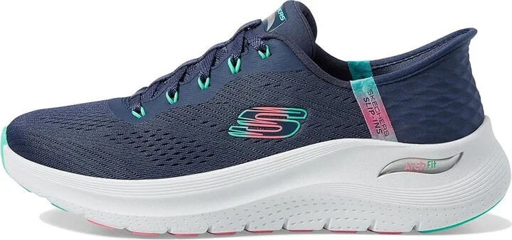 SKECHERS Arch Fit 2.0 Easy Chic Hands Free Slip-Ins Women's Shoes Navy Turquoise : 9.5 B - Medium, Textile - Image 6