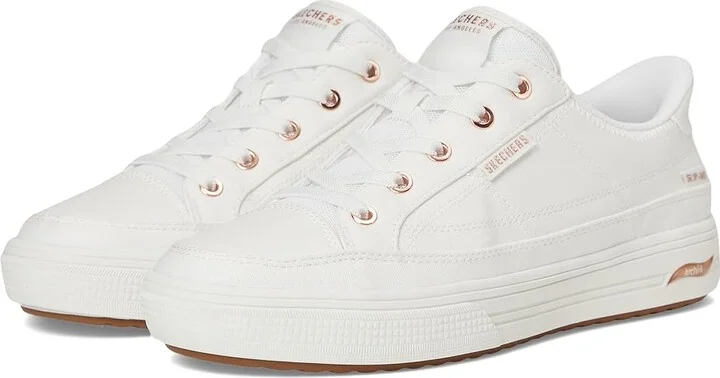 SKECHERS Arch Fit Arcade-See Ya There Hands-Free Slip-Ins Women's Shoes White : 6 B - Medium, Canvas