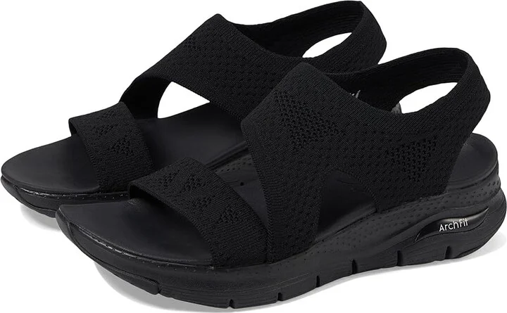 SKECHERS Arch Fit - Brightest Day Women's Shoes Black/Black : 5 B - Medium, Synthetic