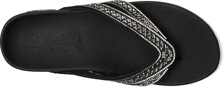 SKECHERS Arch Fit Meditation - True Gem Women's Sandals Black/Silver : 5 B - Medium, Synthetic - Image 2