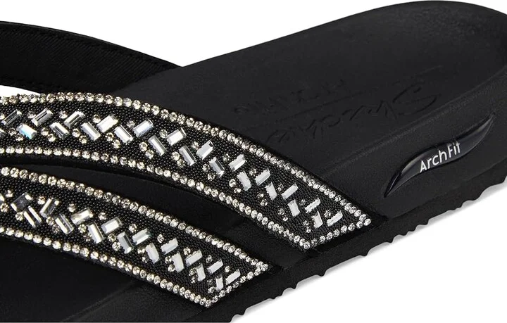 SKECHERS Arch Fit Meditation - True Gem Women's Sandals Black/Silver : 5 B - Medium, Synthetic - Image 7