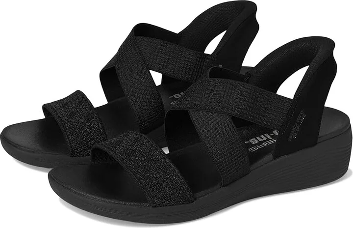 SKECHERS Arya - Very Demure Hands Free Slip-Ins Women's Sandals Black/Black : 5 B - Medium, Rubber