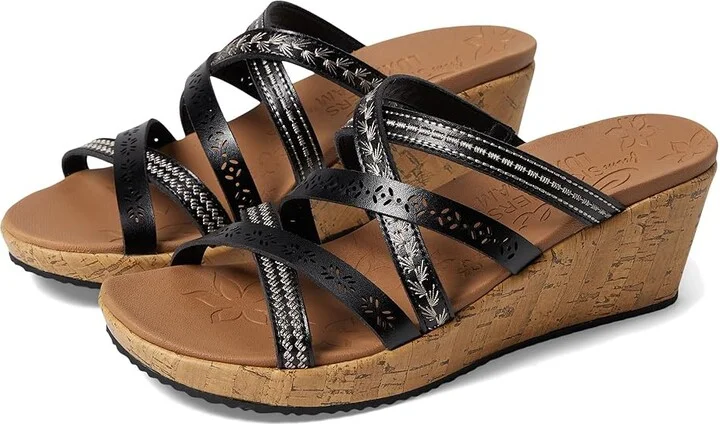 SKECHERS Beverlee - Tiger Posse Women's Sandals Black : 9.5 B - Medium, Synthetic