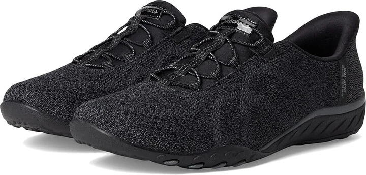 SKECHERS Breathe Easy - Knitty Waves Hands Free Slip-Ins Women's Shoes Black : 10 B - Medium, Lace/Mesh/Rubber