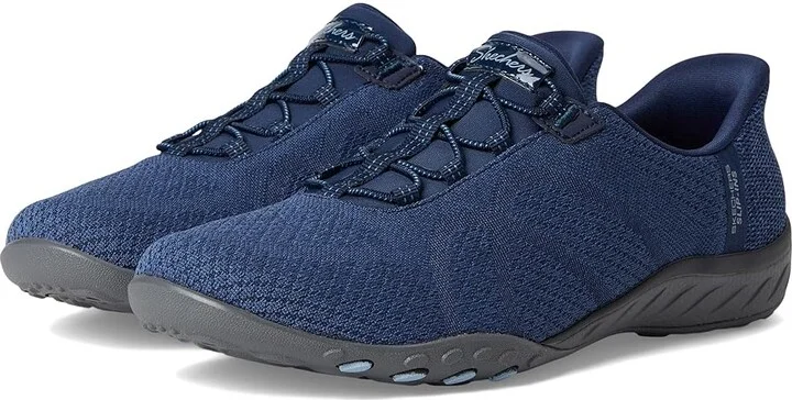 SKECHERS Breathe Easy - Knitty Waves Hands Free Slip-Ins Women's Shoes Navy : 5.5 B - Medium, Lace/Mesh/Rubber