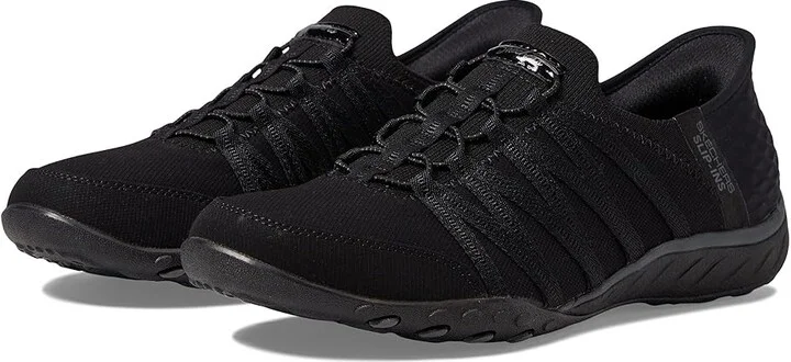 SKECHERS Breathe Easy - Roll With Me Hands Free Slip-Ins Women's Shoes Black : 5 Medium, Textile