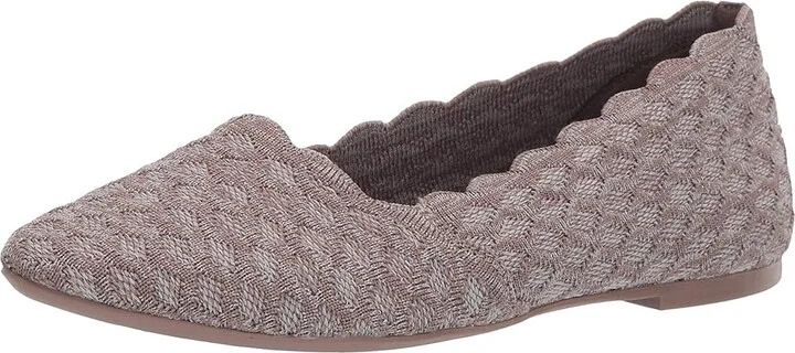 SKECHERS Cleo - Honeycomb Women's Flat Shoes Dark Taupe : 5 B - Medium, Textile - Image 2