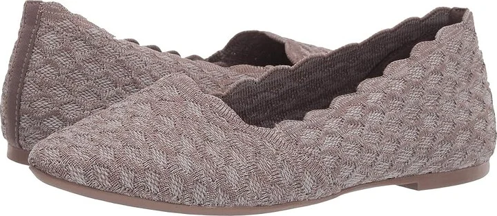 SKECHERS Cleo - Honeycomb Women's Flat Shoes Dark Taupe : 5 B - Medium, Textile