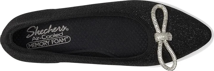 SKECHERS Cleo Point - Glitzy Haze Women's Flat Shoes Black : 6 B - Medium, Suede - Image 2