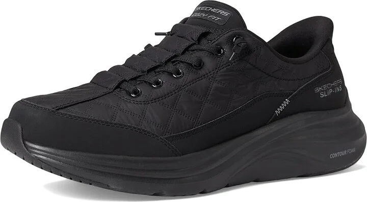 SKECHERS Contour Foam Cozy Fit Hands Free Slip-In Men's Shoes Black/Black : 8 EE - Wide, Textile - Image 5