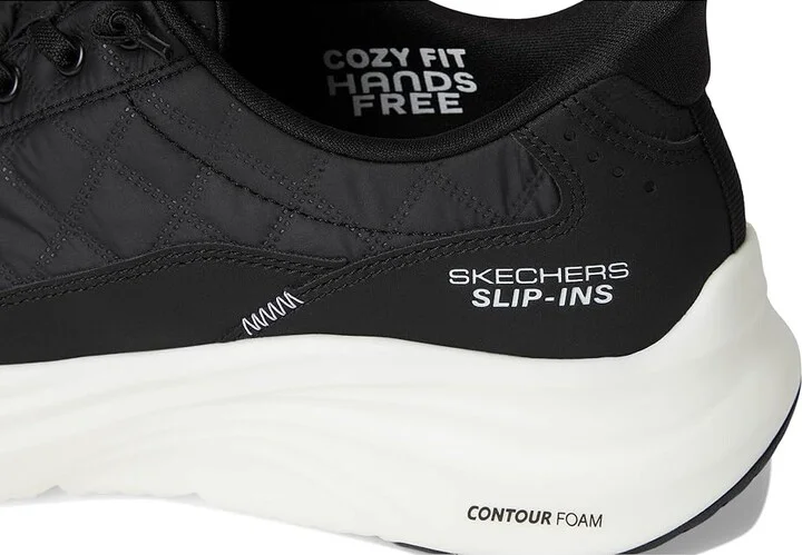 SKECHERS Contour Foam Cozy Fit Hands Free Slip-In Men's Shoes Black/White : 9 EE - Wide, Textile - Image 7