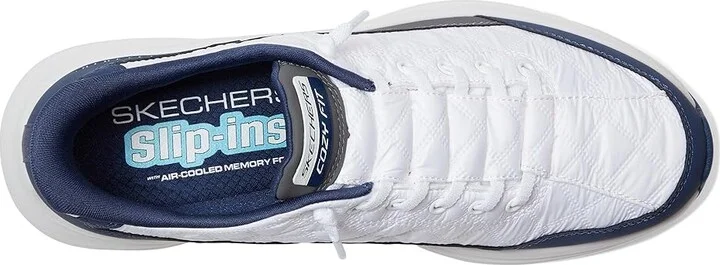 SKECHERS Contour Foam Cozy Fit Hands Free Slip-In Men's Shoes White/Navy : 8 D - Medium, Textile - Image 2