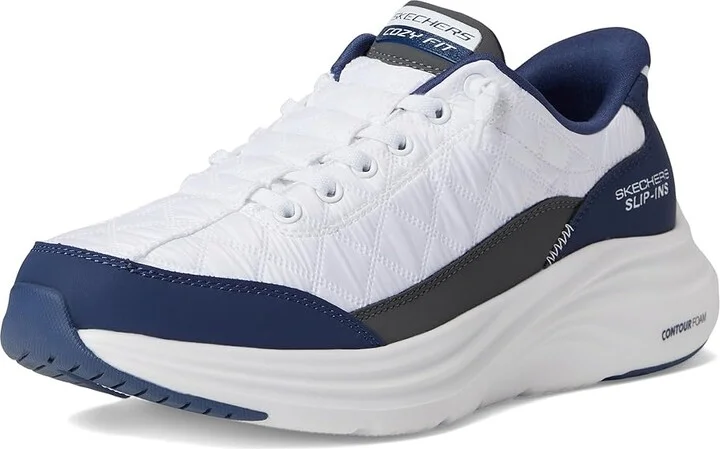 SKECHERS Contour Foam Cozy Fit Hands Free Slip-In Men's Shoes White/Navy : 8 D - Medium, Textile - Image 5