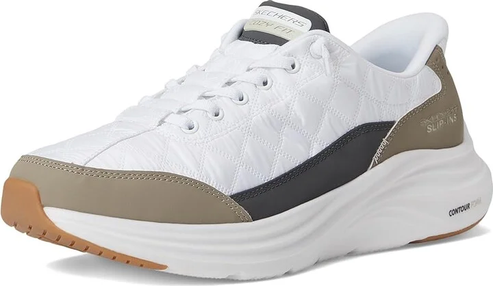 SKECHERS Contour Foam Cozy Fit Hands Free Slip-In Men's Shoes White/Taupe : 6.5 D - Medium, Textile - Image 5