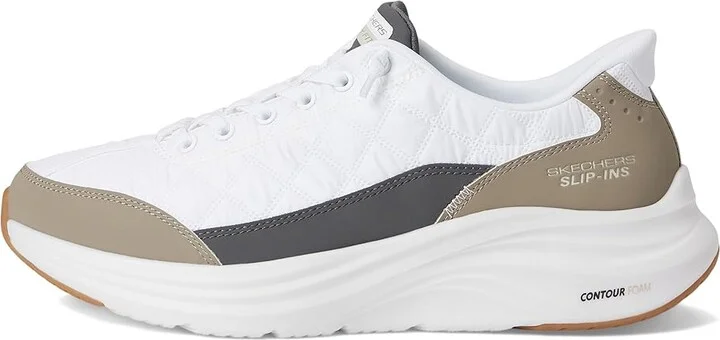 SKECHERS Contour Foam Cozy Fit Hands Free Slip-In Men's Shoes White/Taupe : 6.5 D - Medium, Textile - Image 6