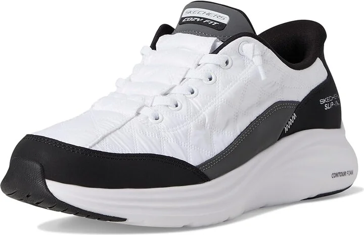 SKECHERS Contour Foam - Cozy Fit Hands Free Slip-Ins Women's Shoes White Black : 5.5 B - Medium, Rubber/Synthetic - Image 5