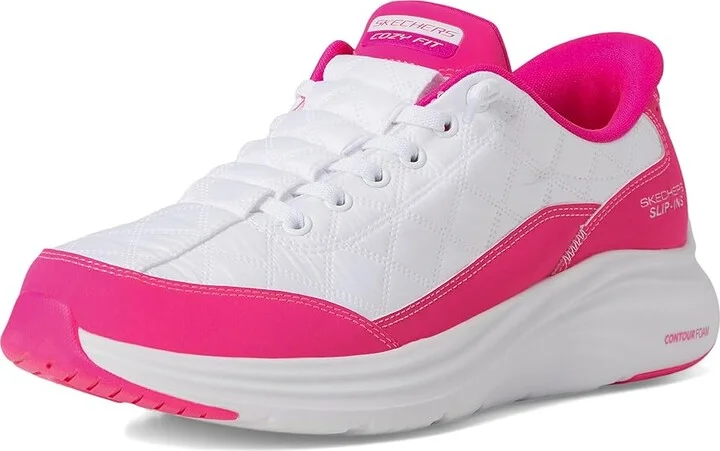 SKECHERS Contour Foam - Cozy Fit Hands Free Slip-Ins Women's Shoes White Hot Pink : 5 B - Medium, Rubber/Synthetic - Image 5