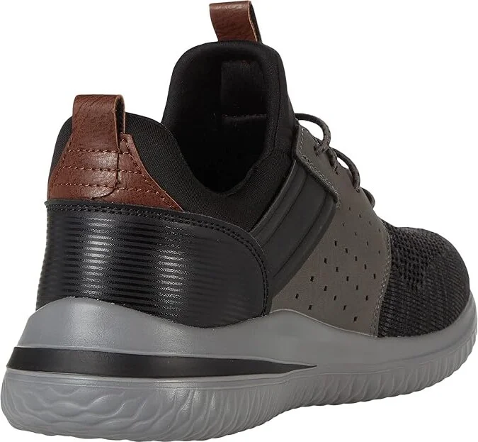 SKECHERS Delson 3.0 - Cicada Men's Shoes Black/Gray : 7.5 D - Medium, Textile/Synthetic - Image 4