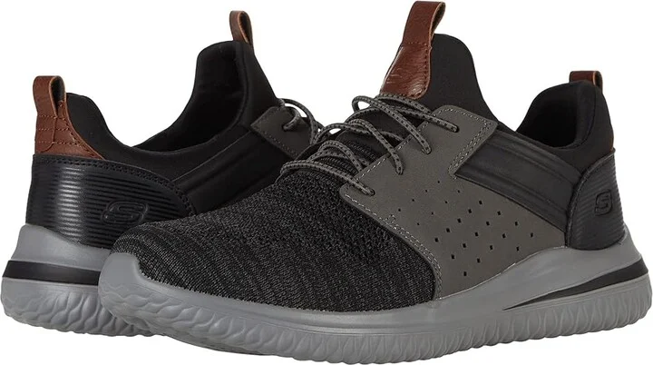SKECHERS Delson 3.0 - Cicada Men's Shoes Black/Gray : 7.5 D - Medium, Textile/Synthetic