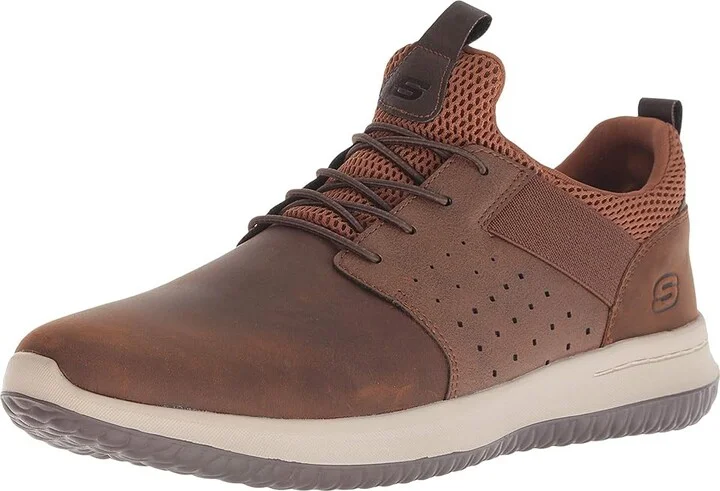 SKECHERS Delson - Axton Men's Lace up casual Shoes Dark Brown : 8 D - Medium, Leather - Image 2