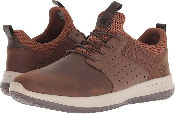 SKECHERS Delson - Axton Men's Lace up casual Shoes Dark Brown : 8 D - Medium, Leather