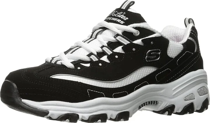 SKECHERS D'Lites - Biggest Fan Women's Shoes Black/White : 5 B - Medium, Synthetic - Image 2