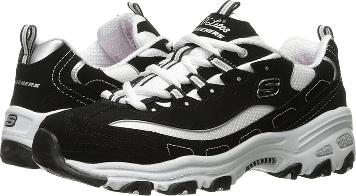 SKECHERS D'Lites - Biggest Fan Women's Shoes Black/White : 5 B - Medium, Synthetic