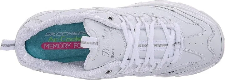 SKECHERS D'Lites - Fresh Start Women's Lace up casual Shoes White : 6.5 B - Medium, Leather/Synthetic - Image 3