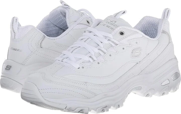 SKECHERS D'Lites - Fresh Start Women's Lace up casual Shoes White : 6.5 B - Medium, Leather/Synthetic