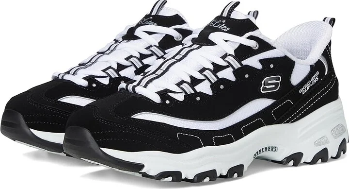 SKECHERS D'Lites Hands Free Slip-INS Women's Shoes Black White : 5 B - Medium, Rubber