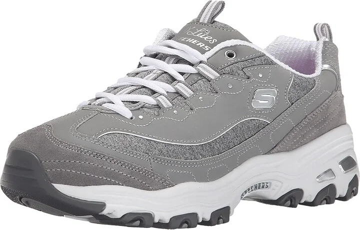 SKECHERS D'Lites - Me Time Women's Lace up casual Shoes Gray : 5.5 C - Wide, Leather/Synthetic - Image 2
