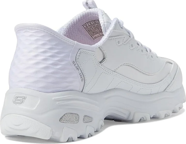 SKECHERS D'Lites New Scene Hands Free Slip - Ins Women's Shoes White Silver : 5.5 B - Medium, Leather - Image 4