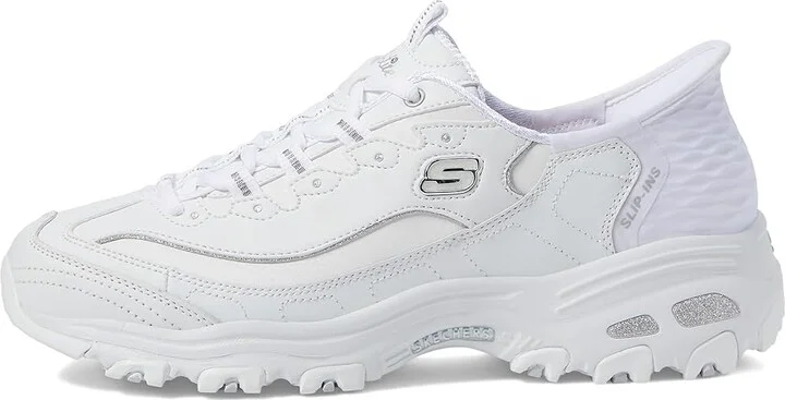 SKECHERS D'Lites New Scene Hands Free Slip - Ins Women's Shoes White Silver : 5.5 B - Medium, Leather - Image 6