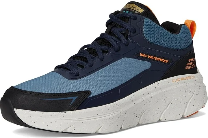 SKECHERS D'Lux Walker 2.0 Grailo Waterproof Men's Shoes Blue/Orange : 9 4E - Extra Wide, Synthetic - Image 5