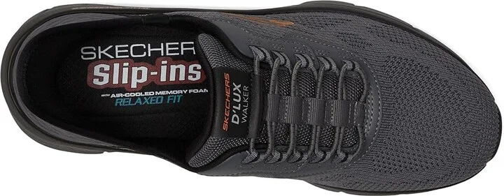 SKECHERS D'Lux Walker 2.0 Rezinate Hands Free Slip-In Men's Shoes Charcoal/Orange : 7.5 D - Medium - Image 2